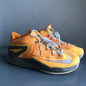 Nike LeBron James Orange Grey Lace Up Sneakers